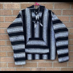 Striped Baja Hoodie / poncho / “drug rug”
